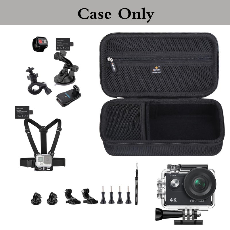 Aproca Case Compatible with AKASO EK7000 4K30FPS 20MP WiFi Action Camera, Portable Storage Bag for Camera Accessories -Black (Case Only) - Image 2